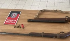 Armas e munições apreendidas pela Polícia Militar