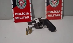 Arma e munições apreendidas em ação da Polícia Militar