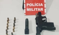 Arma e munições apreendidas em ação da PM