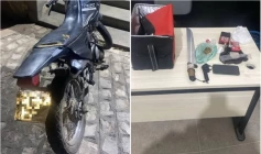Moto e droga apreendidas pela PM em Cajazeiras