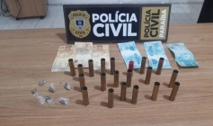 Munições e drogas apreendidas em ação policial na cidade de Pombal 