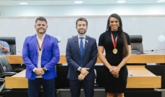 Homenagem a atleta e Professor de Jiu-Jitsu, Nauber Barbosa Brilhante, e a atleta e fisiculturista Flávia Victor de Lima