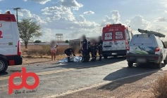 Imagem do acidente com vítima fatal na BR 230 em Sousa 