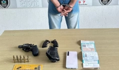Prisão de suspeito de roubo de ouro e apreensão de arma de fogo