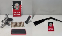 Armas apreendidas pela polícia militar em Mamanguape 