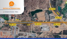 Mapa de acesso na BR-230 em Campina Grande