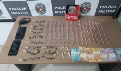 Drogas apreendidas em ação da Polícia Militar