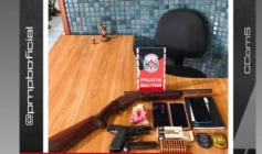 Armas e munições apreendidas pela Polícia Militar