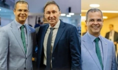 Deputado estadual, Jutay Meneses e os conselheiros do TJPB, Deusdete Queiroga e Nominando Diniz