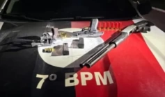 Armas e munições apreendidas pela Polícia Militar