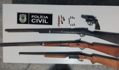 Armas de fogo apreendidas pela polícia civil na zona rural de Areia 