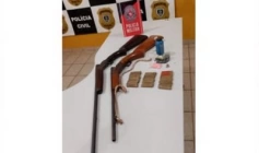 Armas e munições apreendidas pela Polícia Militar