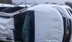 Imagem do capotamento na BR 230 em Aparecida 