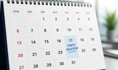 Ilustração de calendário com destaque para um dia de ponto facultativo