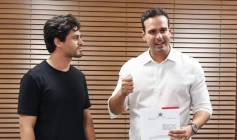 Governador Lucas Ribeiro e o ator e comediante Lucas Veloso, filho de Shaolin