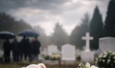 Imagem que reflere um sepultamento ‧ Foto: Inteligência Artificial