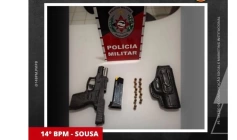 Arma e munições apreendidas em ação da Polícia Militar