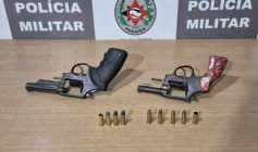 Armas e munições apreendidas pela Polícia Militar