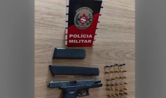 Pistola apreendida pela polícia militar em Sousa 