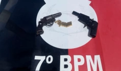 Armas e munições apreendidas pela Polícia Militar