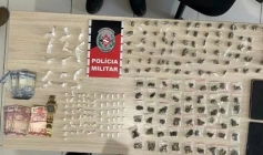 Drogas apreendidas em ação da PM