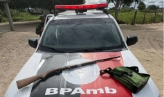 Arma de fogo apreendida pela polícia militar na zona rural de Juazeirinho 