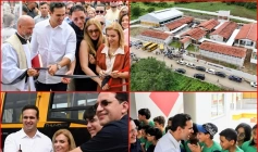 Entrega de escola, ônibus escolares e autorização de obras