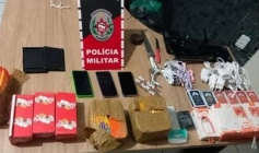 Material ilícito apreendido em ação da Polícia Militar