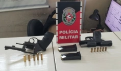 Armas de fogo apreendidas em ação da Polícia Militar