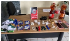 Material ilícito apreendido em ação das Polícias Penal e Militar