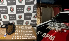 Material ilícito apreendido em ação da Polícia Militar