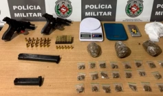 Apreensão de duas armas de fogo e drogas na Capital