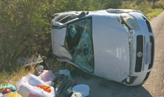 Imagem do capotamento registrado na BR 230, entre Pombal e São Bentinho 