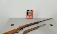 Armas de fogo apreendidas em ação da PM