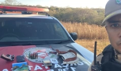 Arma de fogo apreendida pela polícia militar na zona rural de Riacho dos Cavalos 