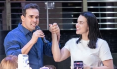 Lucas Ribeiro (PP) e a ex-secretária Rafaella Camaraense (PDT)