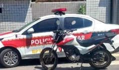 Motocicleta recuperada em ação da 5ª CPRV/BPTran, em São José da Lagoa Tapada
