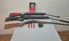 Armas apreendidas em ação da PM