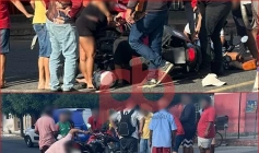 Imagem do acidente entre motocicletas no Centro de Aparecida 