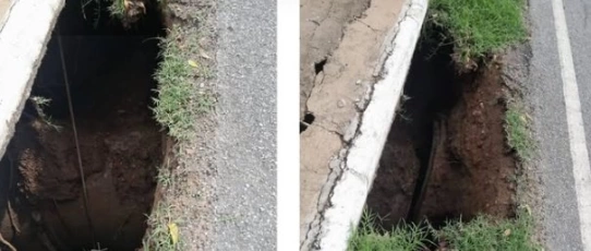 Cratera interdita trecho da PB-359 na saída de Aparecida após fortes chuvas