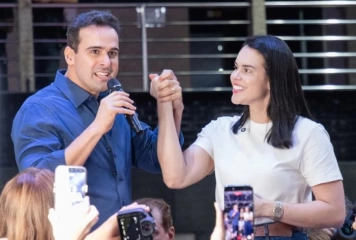Lucas Ribeiro (PP) e a ex-secretária Rafaella Camaraense (PDT)