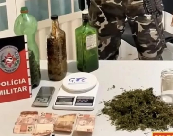 Material ilícito apreendido em ação da Polícia Militar
