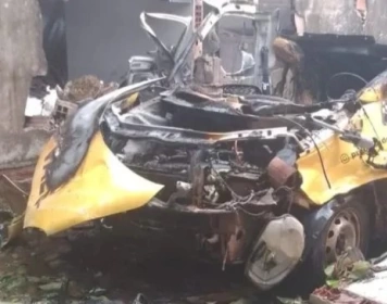 Explosão de um carro movido a Gás Natural Veicular (GNV)