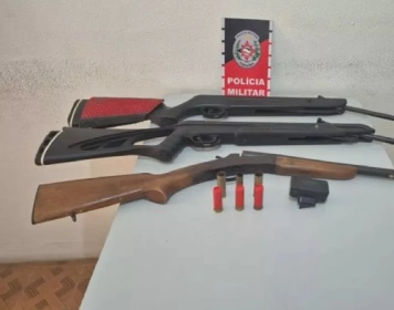 Armas apreendidas em ação da PM