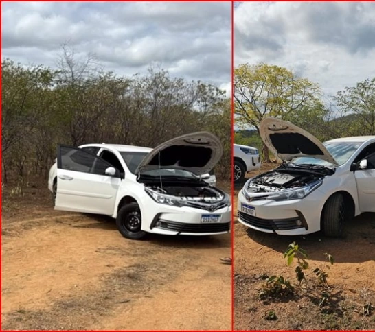 Após noite de terror e família feita refém, carro levado por assaltantes em São Francisco é localizado na região de Pombal