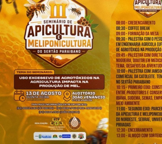 Aparecida sediará III Seminário de Apicultura e Meliponicultura com debate sobre impactos dos agrotóxicos