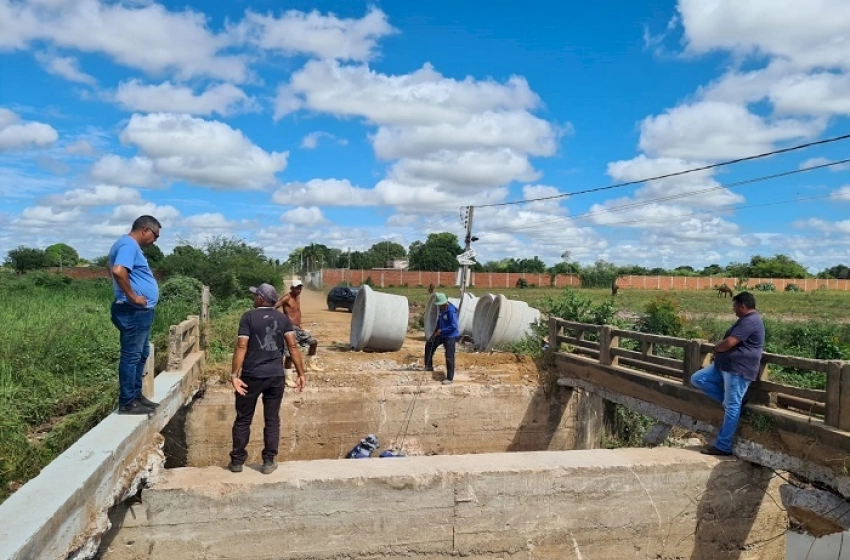 Imagem Construção de ponte no Sítio Diamante, em Sousa 