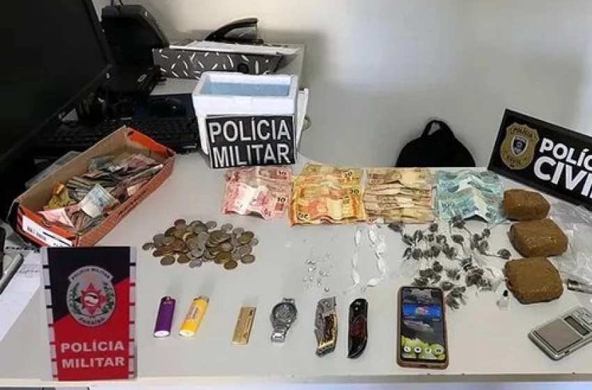 Imagem Materiais ilícitos apreendidos em ação das Polícias Militar e Civil