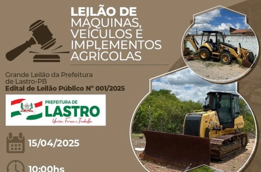 Imagem Prefeitura de Lastro realiza leilão online de veículos e implementos agrícolas 