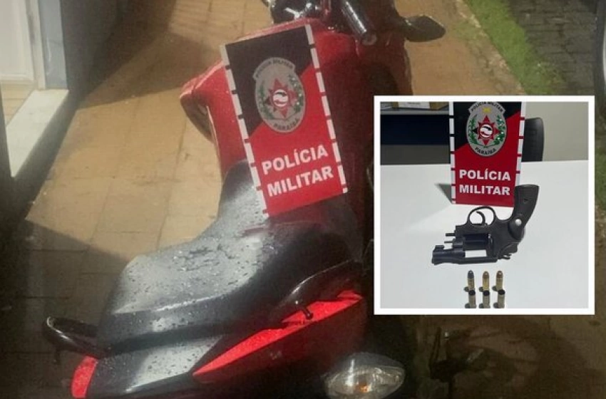 Imagem Moto e arma de fogo apreendidas em ação da PM